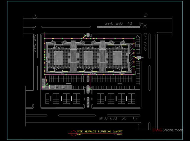 41.Site Sewage Plumbing Layout Autocad Drawing DWG