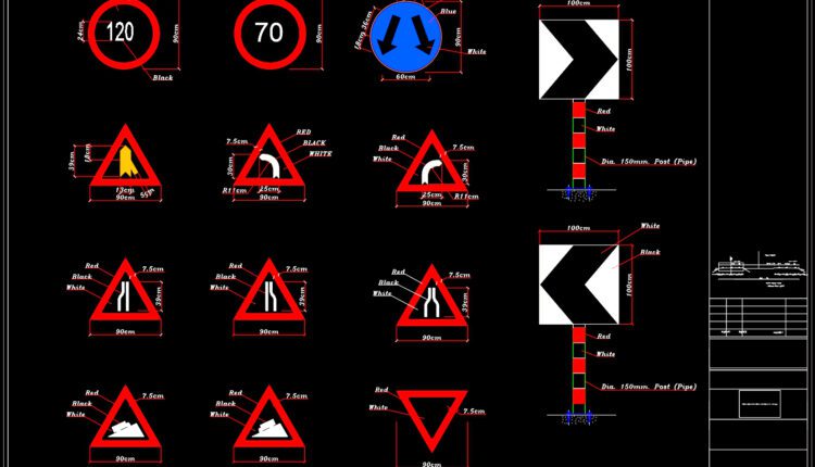 54.Cad File of Sign and Marking Roadway For Free Download
