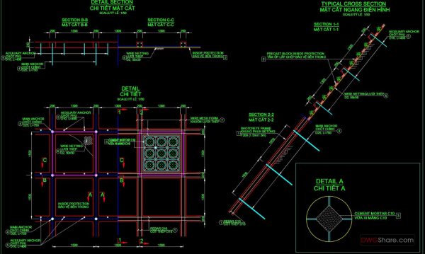56.Cad File of Slope Protection Sections Details For Free Download