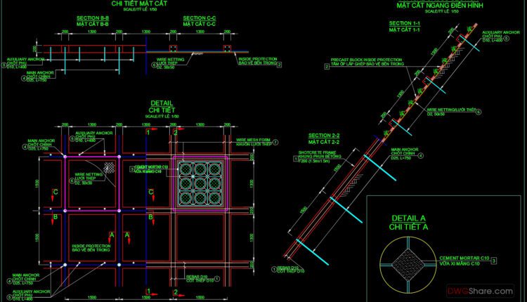 56.Slope Protection Sections Details Autocad File DWG