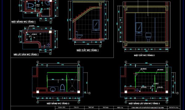 59.WC Layout Plan and elevations details AutoCAD drawing download