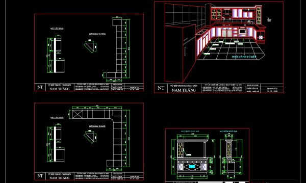 60.Traditional kitchen cupboard, kitchen cabinets autocad drawing