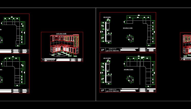 61.Traditional kitchen cupboard, kitchen cabinets autocad drawing