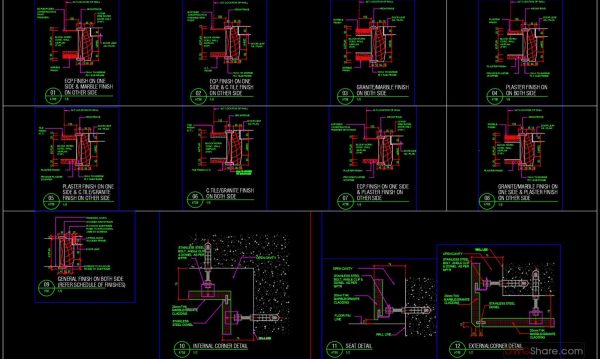 79.Door Jambs and Stone Fixing Details AutoCAD File DWG