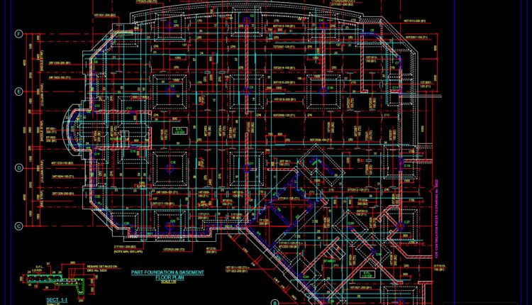 82.Detail of Raft Foundation Free DWG