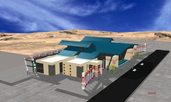 Airport design study in 3d Autocad DWG File