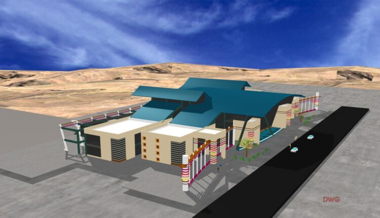 Airport design study in 3d Autocad DWG File