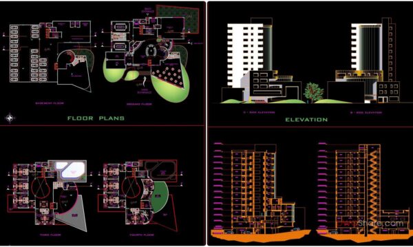 4 years ago 9427Floors plans details for 5 star hotel 2d and 3d AutoCAD File DWG