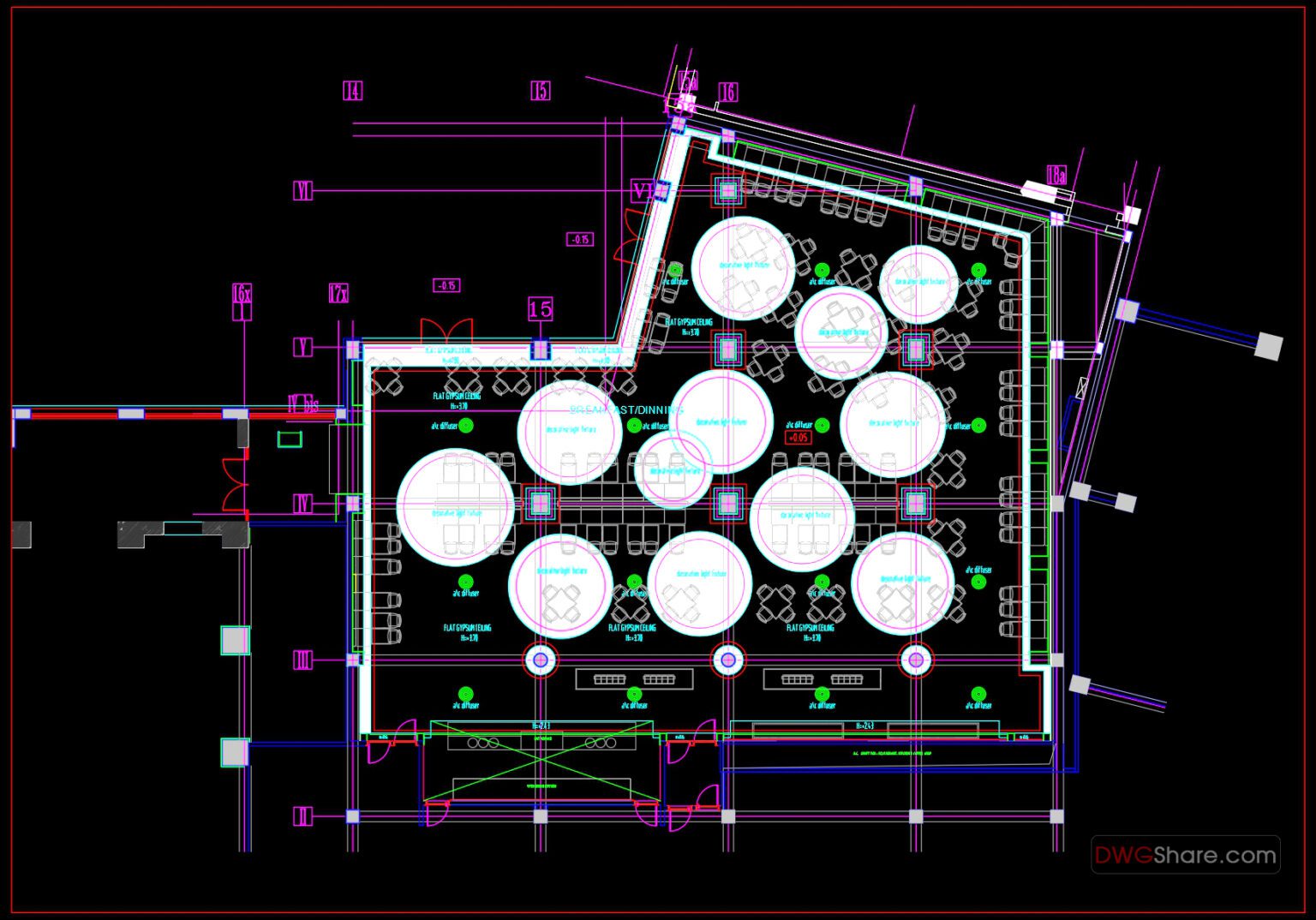 Hotel Entrance Floor Dining Room Layout AutoCAD File DWG