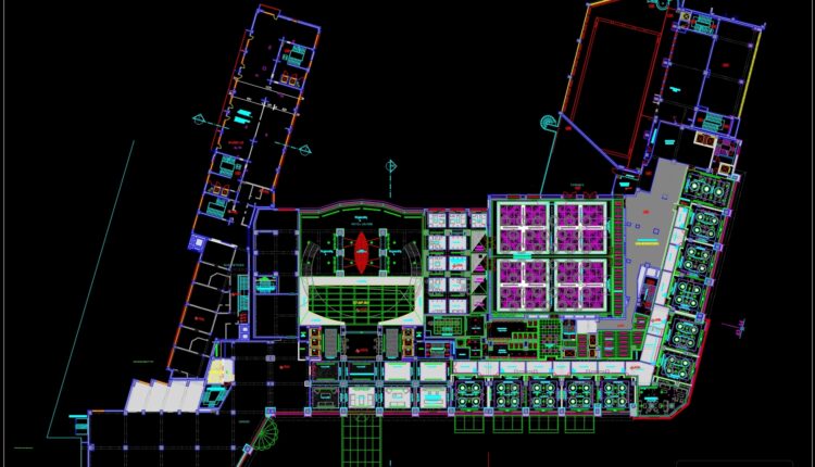 Hotel Mezzanine Floor General Ceiling Layout AutoCAD File DWG