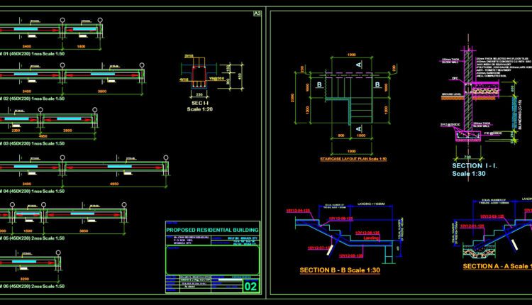Residential Building Plan Elevation and Sections Details AutoCAD File DWG