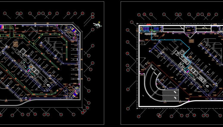 Residential Tower HVAC Basement and Floors Plans AutoCAD File DWG