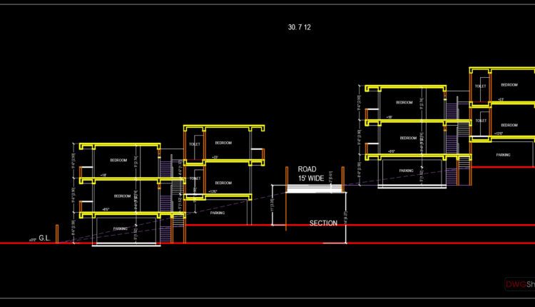 Row House Design Plans and Elevations AutoCAD File DWG