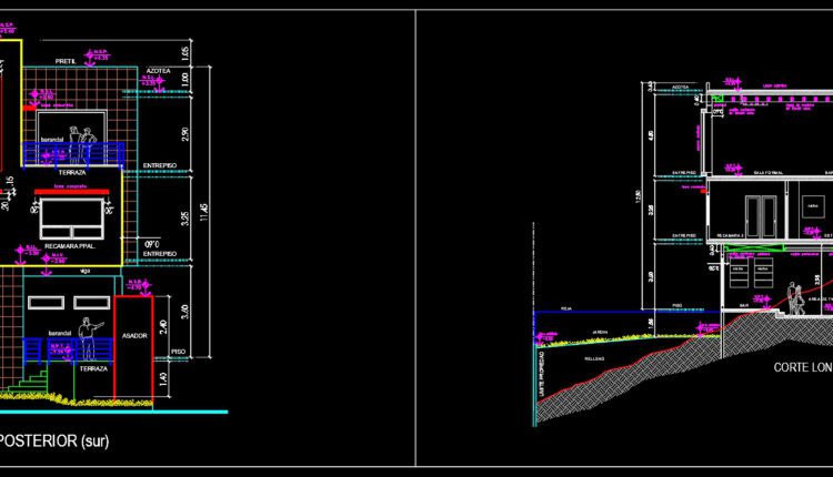 Three Levels House 20X11m AutoCAD File Free Download