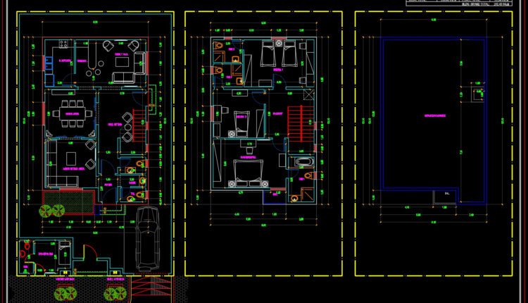 Townhouse Villa Model type A AutoCAD File Free Download