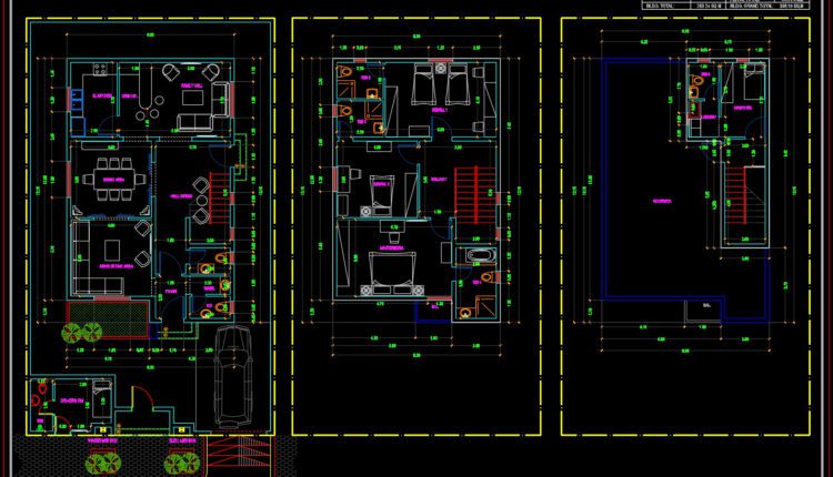 Townhouse Villa Model type A AutoCAD File Free Download