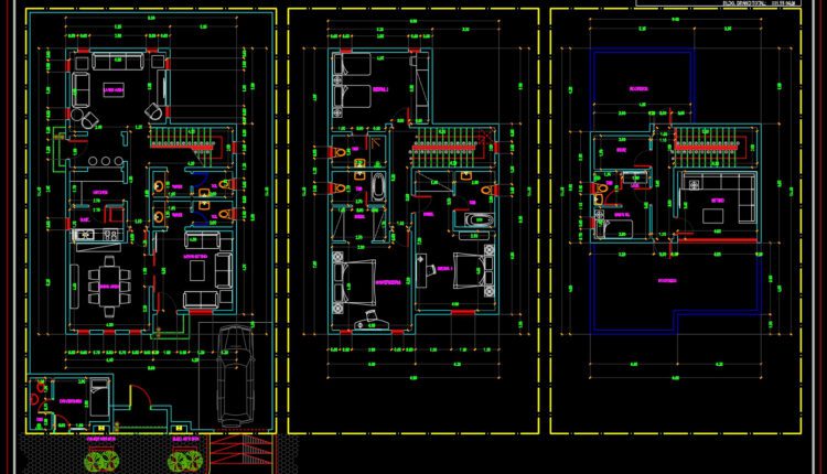 Townhouse Villa Model type B AutoCAD File Free Download