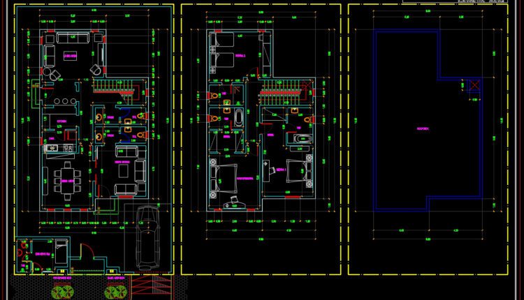 Townhouse Villa Model type B AutoCAD File Free Download
