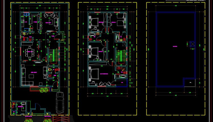 Townhouse Villa Model type C AutoCAD File Free Download