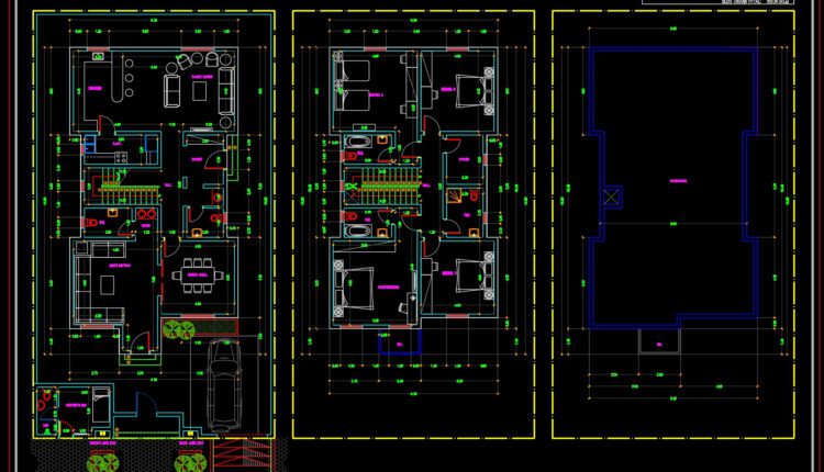 Townhouse Villa Model type D AutoCAD File Free Download