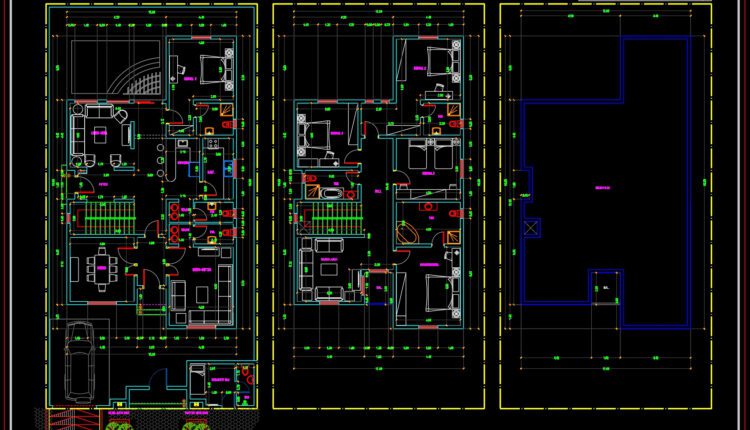 Townhouse Villa Model type F AutoCAD File Free Download