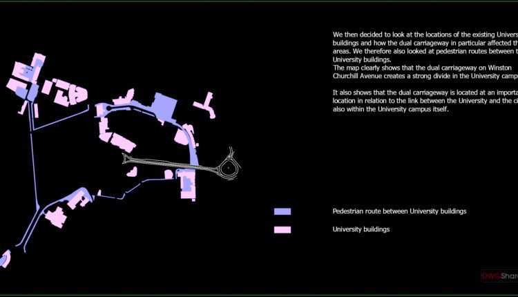 University Buildings And Roads General Plan AutoCAD File Free Download