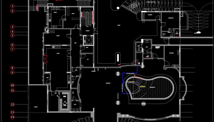 Villa With Swimming Pool Elevations and Sections Details AutoCAD File Free Download