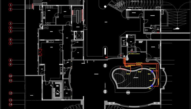 Villa With Swimming Pool Elevations and Sections Details AutoCAD File Free Download