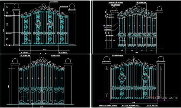 103.Gate design AutoCAD blocks free download