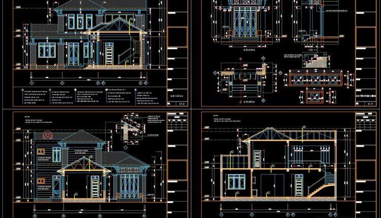 2 Levels Villa 13.3×12.8m AutoCAD File Free Download