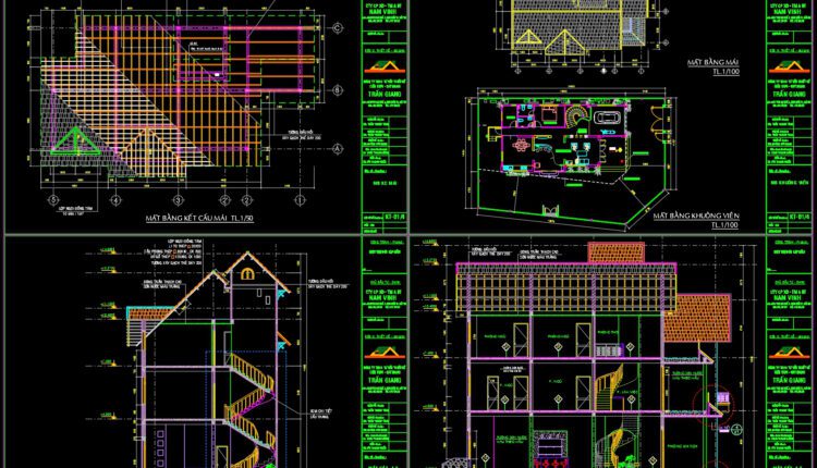 3 Levels House 8.5x16m AutoCAD File Free Download