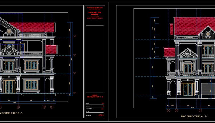 3 Levels House 9.8x17m AutoCAD File Free Download