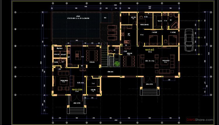 3 Levels Villa 16x25m AutoCAD File Free Download