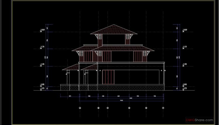 3 Levels Villa 16x25m AutoCAD File Free Download