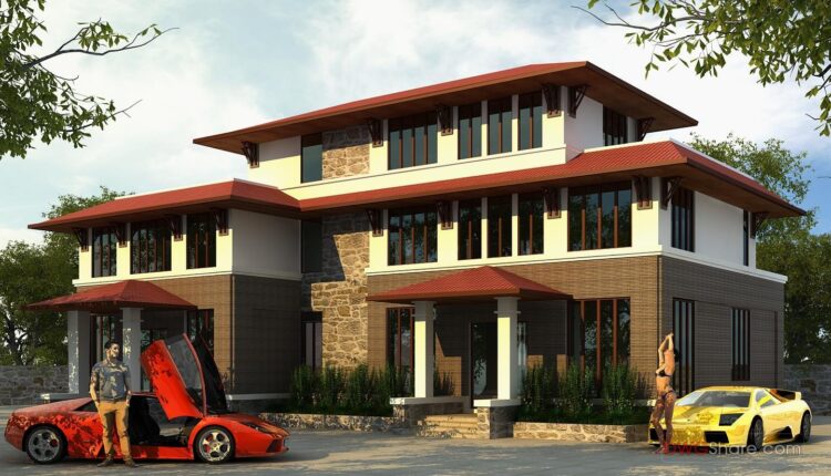 3 Levels Villa 16x25m AutoCAD File Free Download