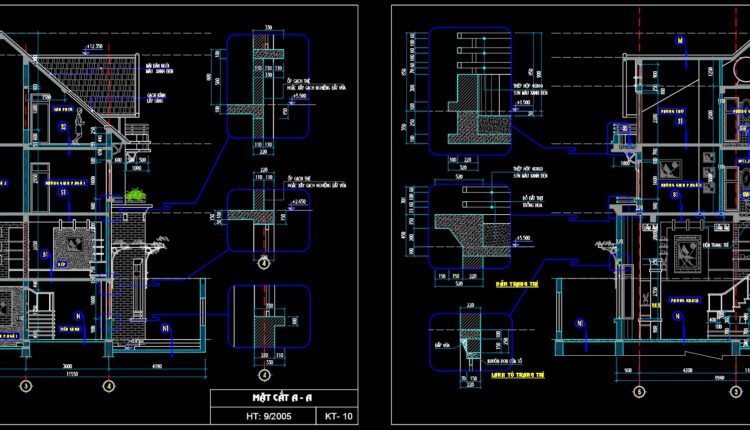 3 Levels Villa 9x16m AutoCAD File Free Download
