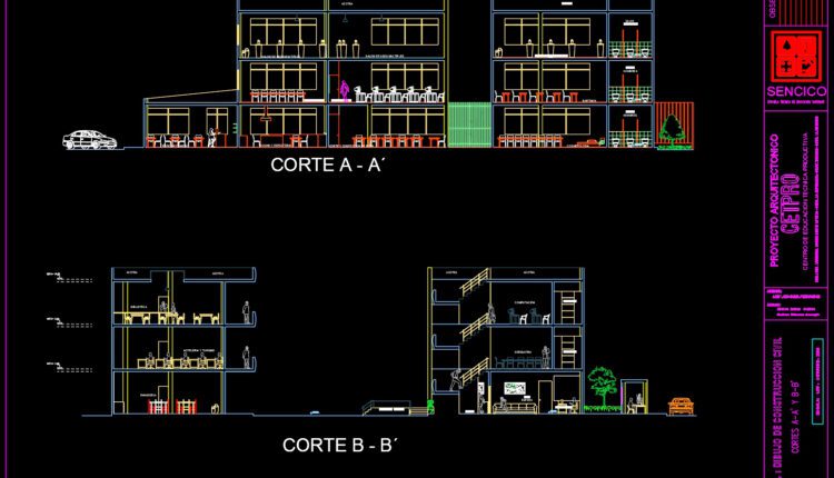 32.Technical productive education center AutoCAD File Download