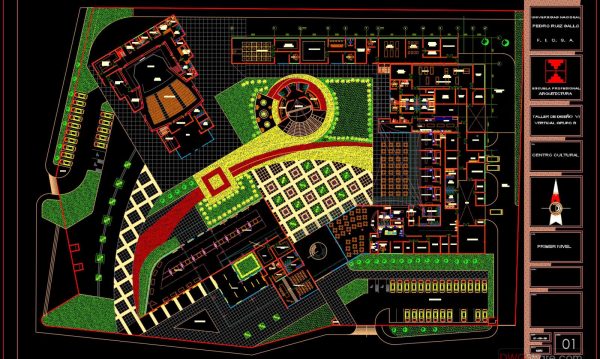 33.Centro cultural Layout Plan AutoCAD File Download