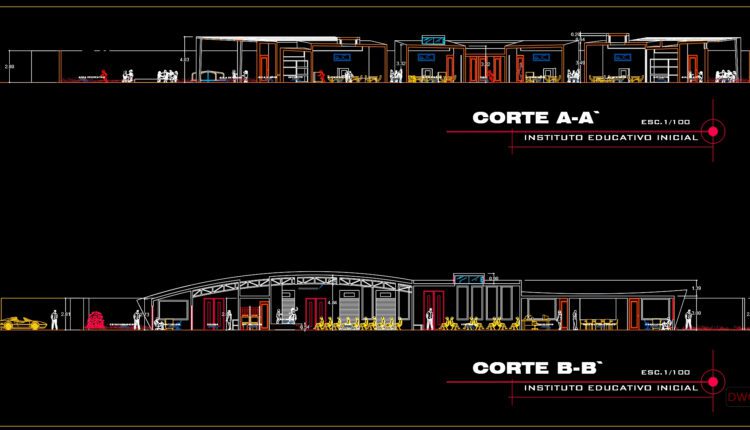 35.Initial educational center Autocad File Download