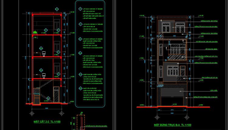 4 Levels House 5×18.6m AutoCAD File Free Download