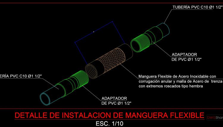 45.Flexible Hose Installation Detail Autocad Drawing DWG