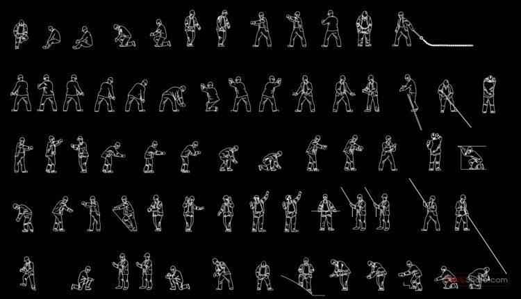 47.People building profession free AutoCAD drawings