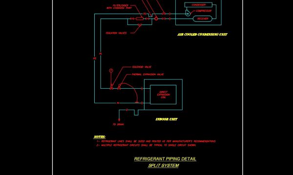 48.Refrigerant Piping Detail Split System Autocad Drawing DWG