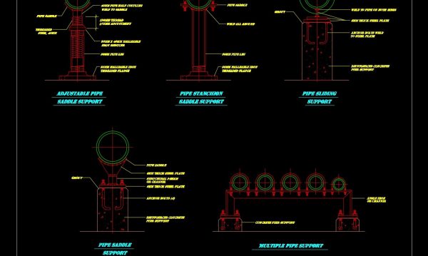 49.Floor Pipe Supports Autocad Drawing DWG