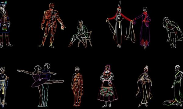 50.People in national dress free AutoCAD drawings