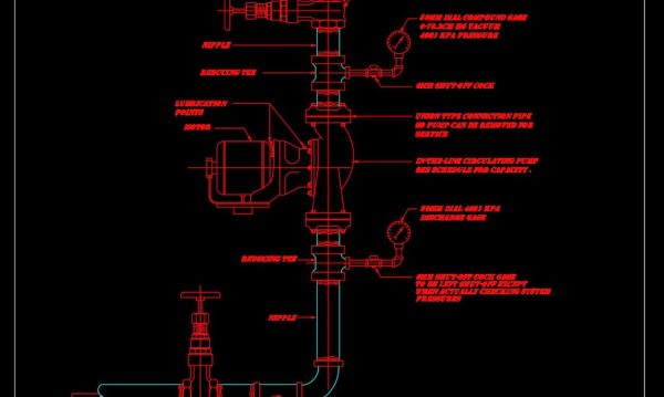 52.Installation Details Of In-Line Circulating Pump Detail Autocad Drawing DWG