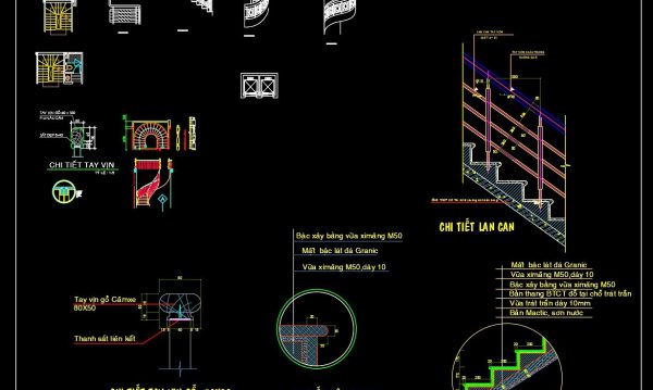 53.Details handrail stairs autocad free download