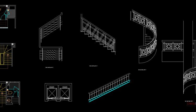 53.Details handrail stairs autocad free download