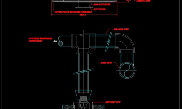 53.Royal Flush Adjustable Concealed Pendant Sprinkler Detail Autocad Drawing DWG