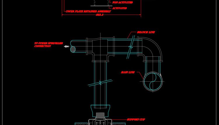 53.Royal Flush Adjustable Concealed Pendant Sprinkler Detail Autocad Drawing DWG